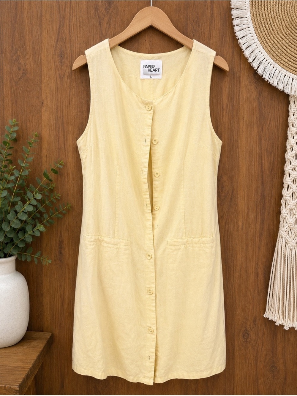 Pastel Yellow Button-Front Mini Dress